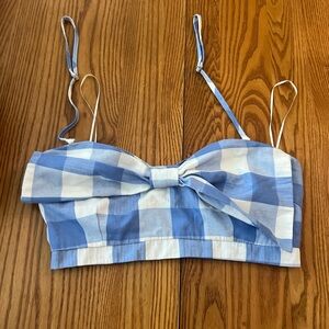 Blue and White Checkered Women's Top